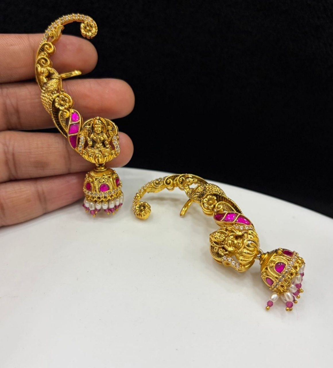 Lakshmi Stone Earcuff Jhumkas